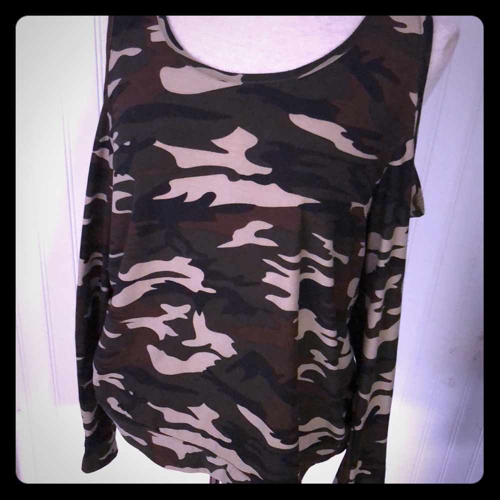 Cold shoulder army shirt
